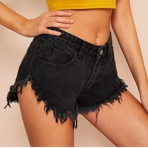 Black Jean High Waisted cut off shorts